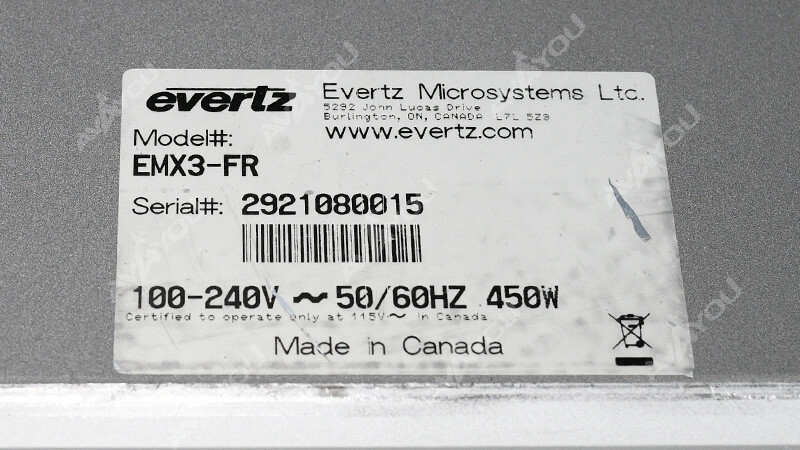 Evertz EMX3-FR 3025EMC-3G Control & Channel Branding CRAWL EAS TXT EMG DVE-2D