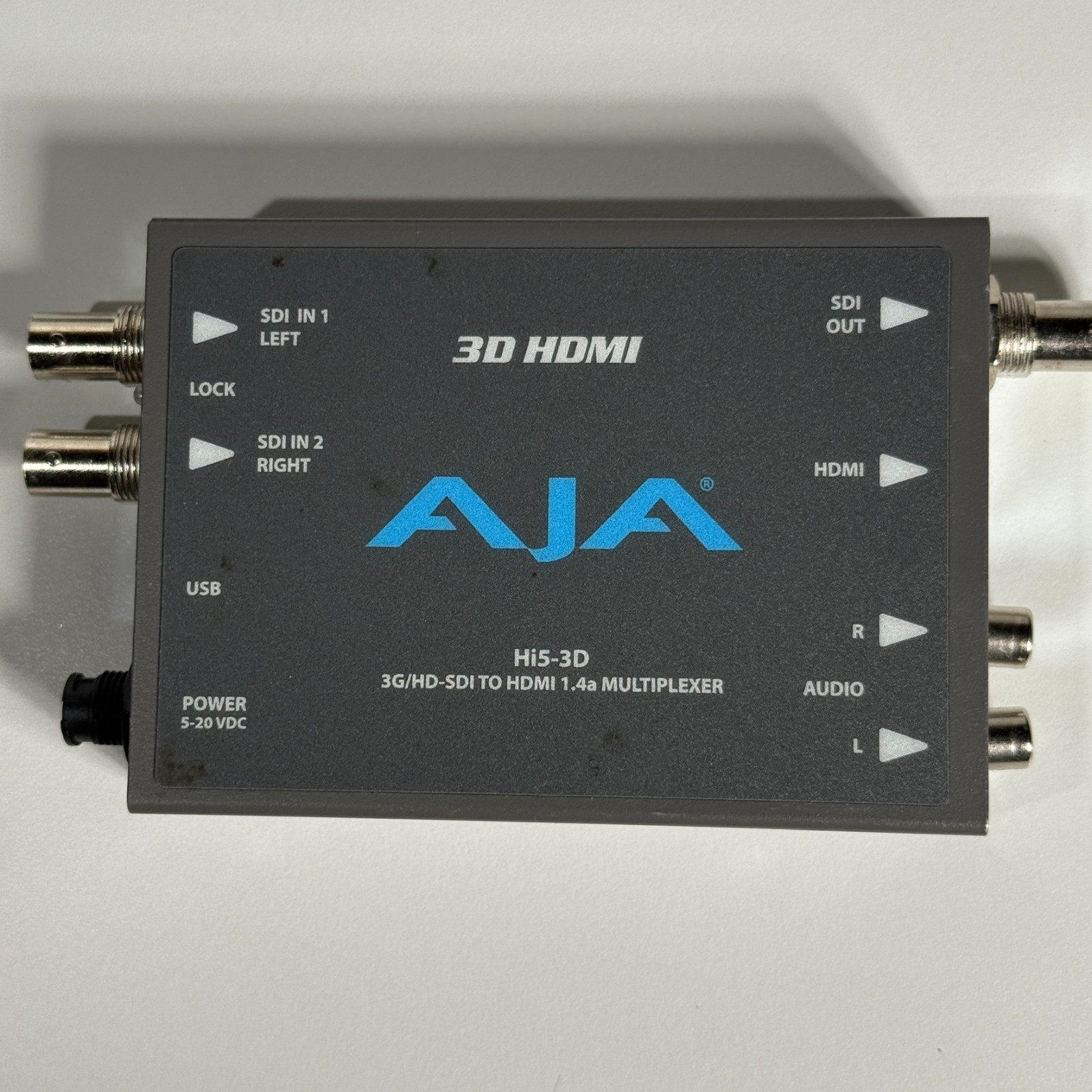 AJA HI5-3D HD-SDI and 3G-SDI to HDMI 1.4a Multiplexer With OEM Power Supply