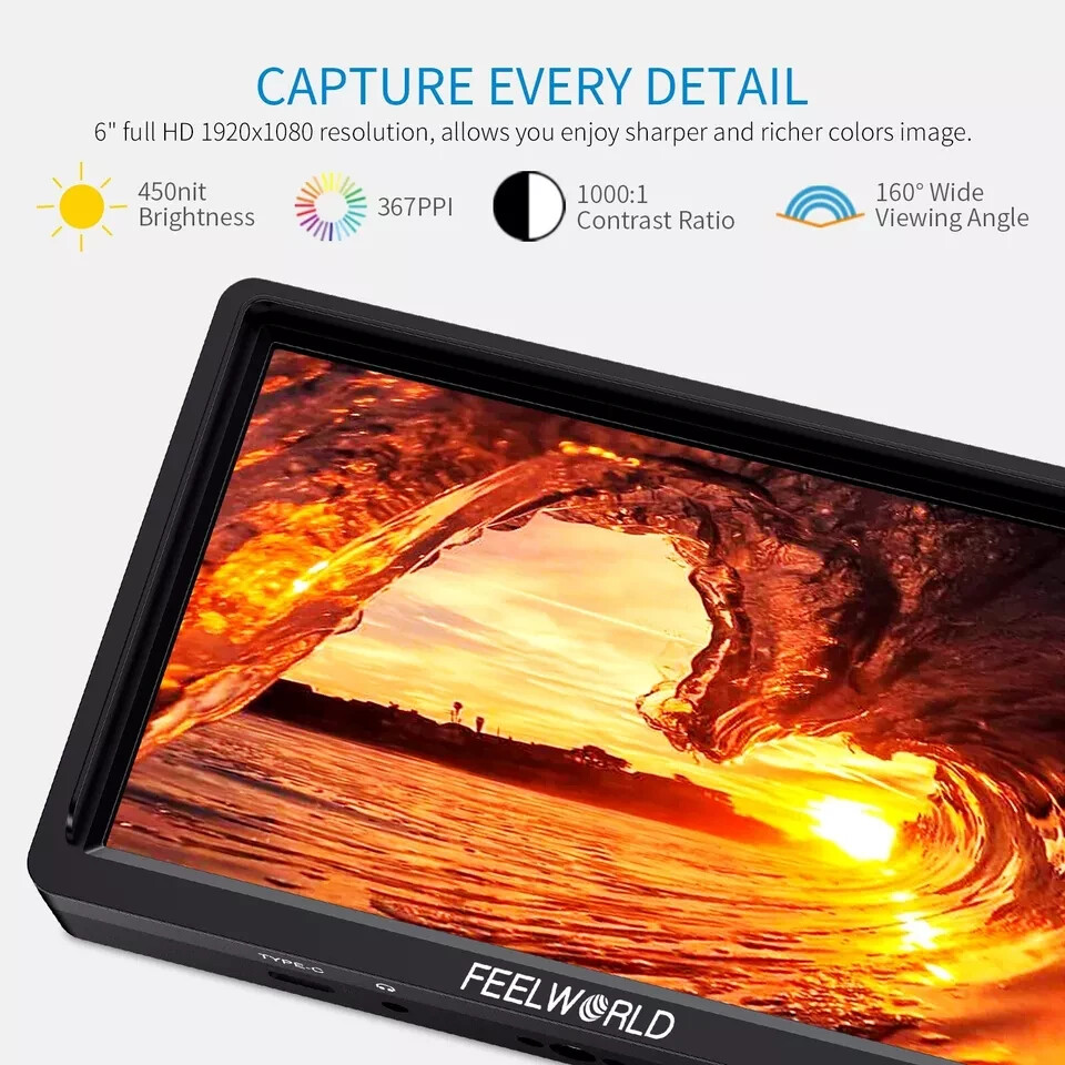 FEELWORLD FW568S 6 inch DSLR Camera Field Monitor 3D LUT 3G SDI 4K HDMI Full HD