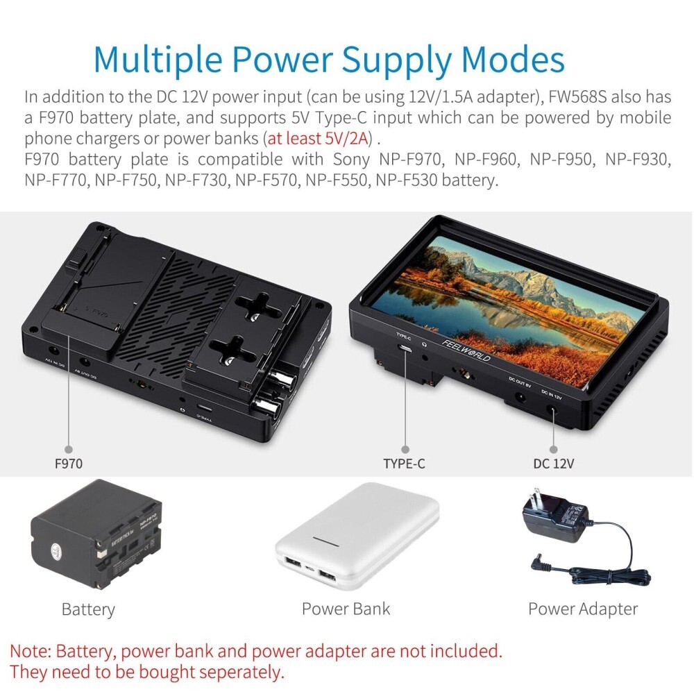 FEELWORLD FW568S 6″ DSLR Camera Field Monitor 3G SDI 4K HDMI 3D LUT Full HD IPS